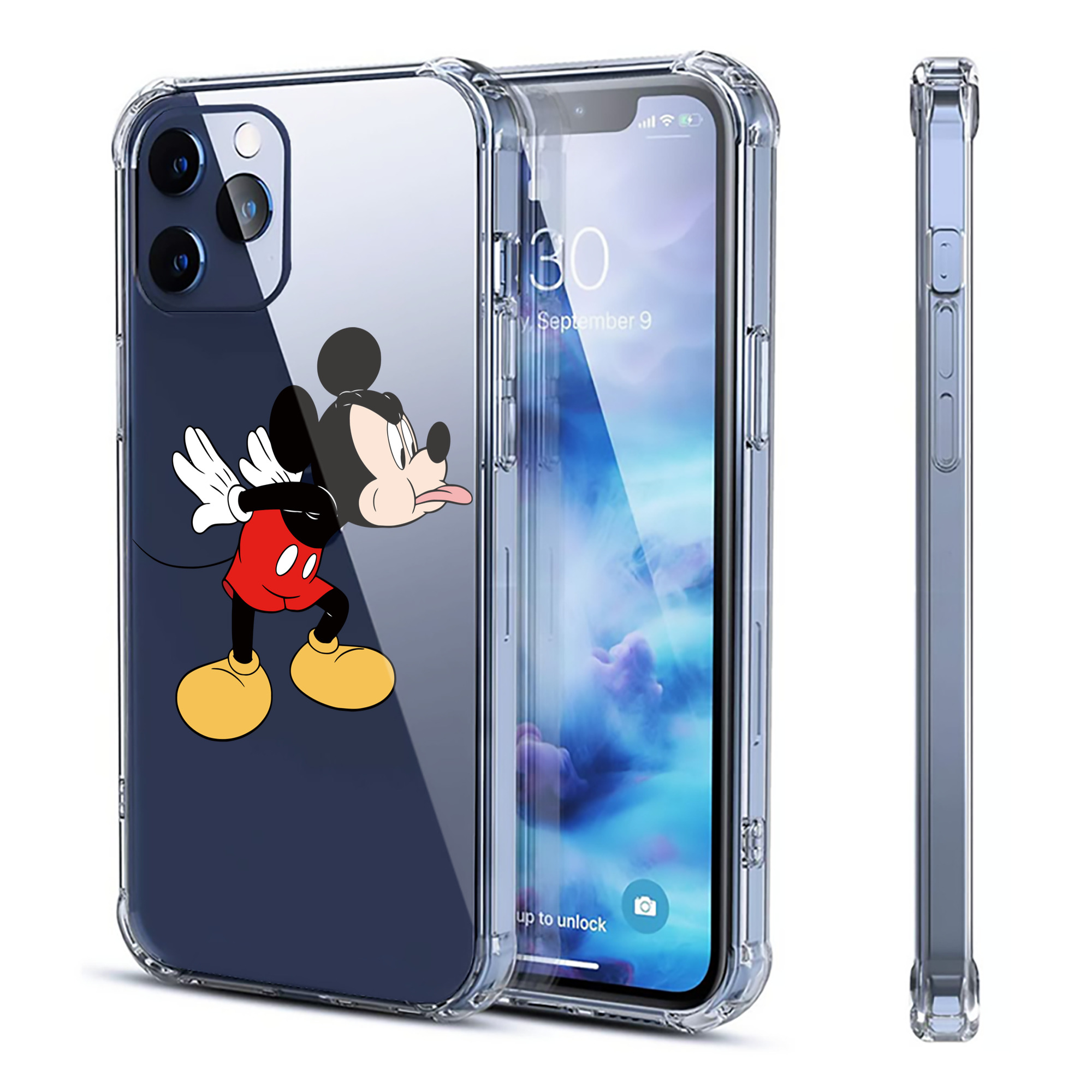 （画像用） ミッキーマウス Mickey Mouse 【iPhone 12シリーズ対応】透明スマホケース（クリアソフトケース）